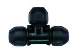 Universal Transition Coupling tee used to branch between pipes of different materials including copper, galvanized iron, and PVC.