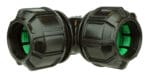 IPS‑OD poly‑to‑poly 90‑degree elbow used to redirect HDPE pipelines with a secure compression joint.