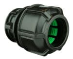 IPS‑OD compression end cap used to seal the end of an HDPE pipe for testing or line termination.