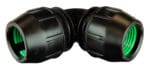 Large bore IPS‑OD 90‑degree compression elbow coupler used to redirect HDPE pipelines in high‑pressure systems.