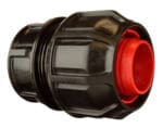 SIDR compression end cap used to seal or terminate an inside‑dimension HDPE pipe for service or testing.