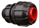 SIDR male adaptor providing a secure transition from inside‑dimension HDPE pipe to a male NPT threaded fitting.