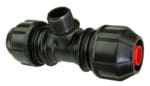 SIDR female elbow with MI NPT thread for creating a secure 90‑degree transition between inside‑dimension HDPE pipe and threaded fittings.